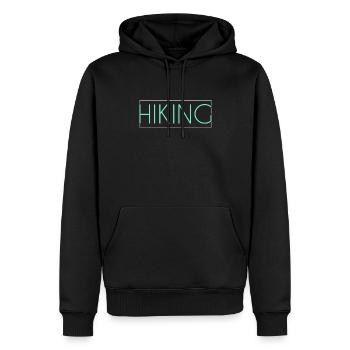 Wandern Schriftzug - Männer Premium Bio Hoodie - Schwarz - Vorne - Nico (187cm)