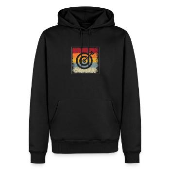Dart Retro - Männer Premium Bio Hoodie - Schwarz - Vorne - Nico (187cm)