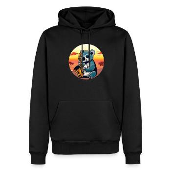 Koala spielt Saxofon beim Sonnenuntergang - Männer Premium Bio Hoodie - Schwarz - Vorne - Nico (187cm)