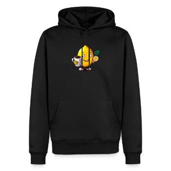 Boissons sucrées au citron café - Sweat à capuche Premium bio Homme - noir - Devant - Nico (187cm)