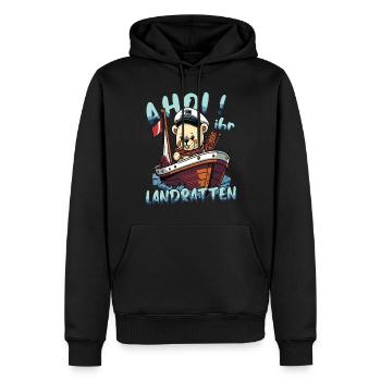Illustration du capitaine pour petit ours en peluche de chien de mer - Sweat à capuche Premium bio Homme - noir - Devant - Nico (187cm)