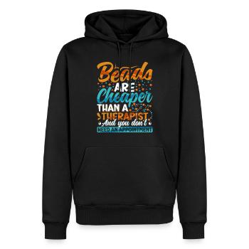 Beads are cheaper than a therapist - Men’s Premium Organic Hoodie - black - Front - Nico (187cm)