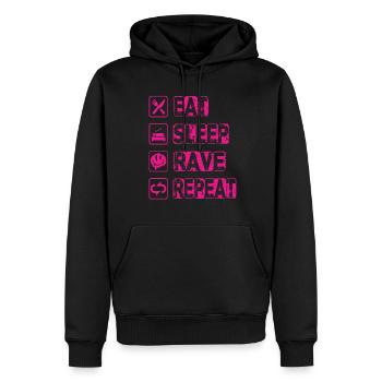 Eat Sleep Rave Repeat - Männer Premium Bio Hoodie - Schwarz - Vorne - Nico (187cm)