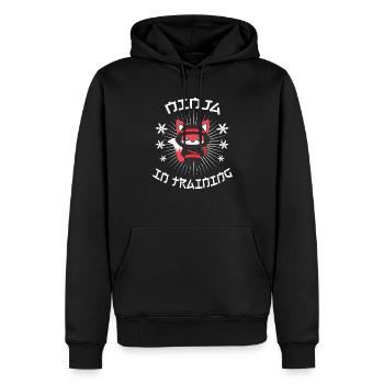 Ninja katze Ninja in Training - Männer Premium Bio Hoodie - Schwarz - Vorne - Nico (187cm)