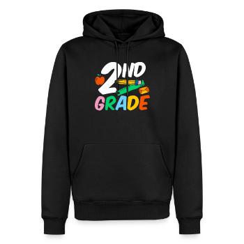 Second Grade Second Grader Teacher Student School - Men’s Premium Organic Hoodie - black - Front - Nico (187cm)