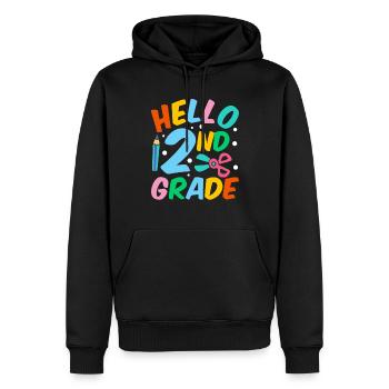 Hello 2nd Grade Second Grade Second Grader - Men’s Premium Organic Hoodie - black - Front - Nico (187cm)