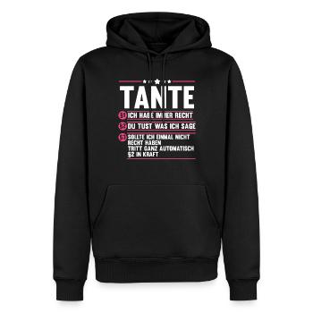Marraine Tante - Sweat à capuche Premium bio Homme - noir - Devant - Nico (187cm)