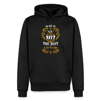 Made In June 1977 The Best - Männer Premium Bio Hoodie - Schwarz - Vorne - Nico (187cm)