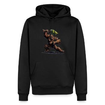 Bigfoot en colère - Sweat à capuche Premium bio Homme - noir - Devant - Nico (187cm)