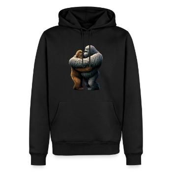 Yeti embrasse Bigfoot - Sweat à capuche Premium bio Homme - noir - Devant - Nico (187cm)