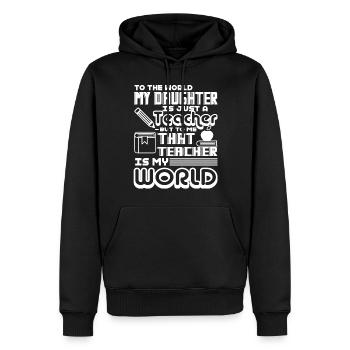 Teacher Teacher Daughter Is My World - Men’s Premium Organic Hoodie - black - Front - Nico (187cm)