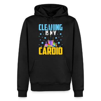 Le nettoyage est mon cardio - Sweat à capuche Premium bio Homme - noir - Devant - Nico (187cm)
