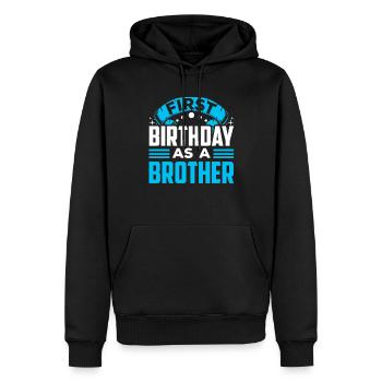 Premier anniversaire en tant que frère enceinte Dictons - Sweat à capuche Premium bio Homme - noir - Devant - Nico (187cm)
