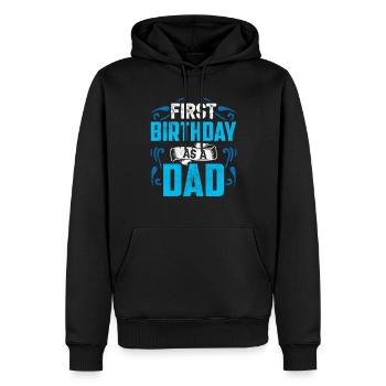 Premier anniversaire Comme papa enceinte Dictons Humour - Sweat à capuche Premium bio Homme - noir - Devant - Nico (187cm)
