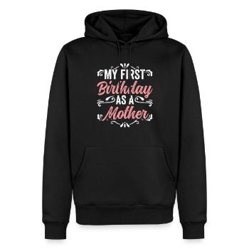 Mon premier anniversaire en tant que mère enceinte Humour - Sweat à capuche Premium bio Homme - noir - Devant - Nico (187cm)