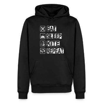 Eat Sleep Kite Repeat - Männer Premium Bio Hoodie - Schwarz - Vorne - Nico (187cm)