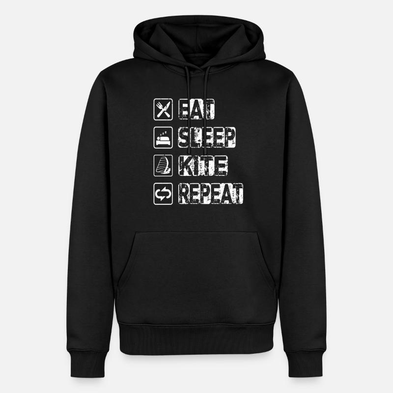 Eat Sleep Kite Repeat - Männer Premium Bio Hoodie - Schwarz