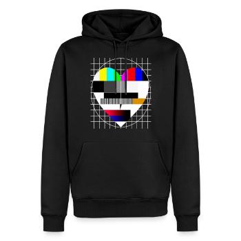 Test Image Coeur I Love 90s Party Love 80s - Sweat à capuche Premium bio Homme - noir - Devant - Nico (187cm)