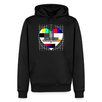 Testbild Herz Sendeschluss 90er Party 80er Jahre - Männer Premium Bio Hoodie - Schwarz - Vorne - Nico (187cm)