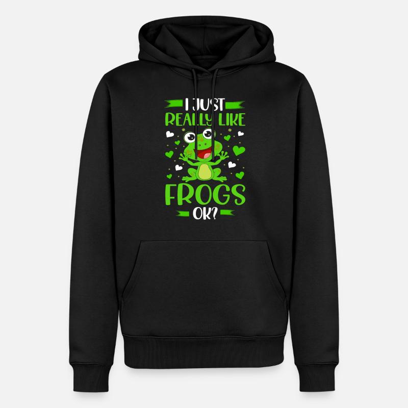 J’aime juste les grenouilles - Sweat à capuche Premium bio Homme - noir