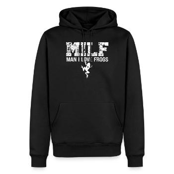 Mann, Ich Liebe Frösche, Amphibie, Frosch, Kröte, - Männer Premium Bio Hoodie - Schwarz - Vorne - Nico (187cm)