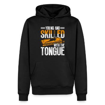 Mundharmonika Mundharmonikaspieler - Männer Premium Bio Hoodie - Schwarz - Vorne - Nico (187cm)