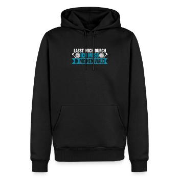 Lasst mich durch, ich muss in meinen Wald - Männer Premium Bio Hoodie - Schwarz - Vorne - Nico (187cm)