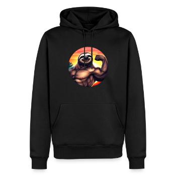 Muscular sloth in sunset - Men’s Premium Organic Hoodie - black - Front - Nico (187cm)