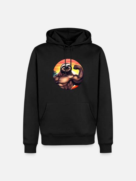 Muscular sloth in sunset - Men’s Premium Organic Hoodie - black