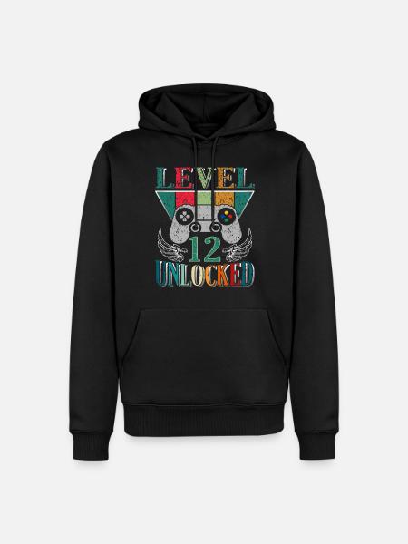 Level 12 Unlocked - Männer Premium Bio Hoodie - Schwarz