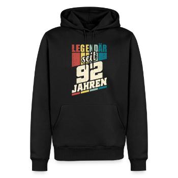 92. Geburtstag Legendär Seit 92 Jahren Legende 92 - Männer Premium Bio Hoodie - Schwarz - Vorne - Nico (187cm)