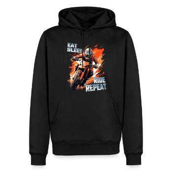 Eat Sleap Ride Repeat - Dirtbike Motocross Spruch - Männer Premium Bio Hoodie - Schwarz - Vorne - Nico (187cm)