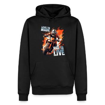 Live to ride ride to live - Dirtbike Motocross - Männer Premium Bio Hoodie - Schwarz - Vorne - Nico (187cm)
