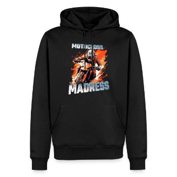 Motocross Madness - Dirtbike Motocross Spruch - Männer Premium Bio Hoodie - Schwarz - Vorne - Nico (187cm)