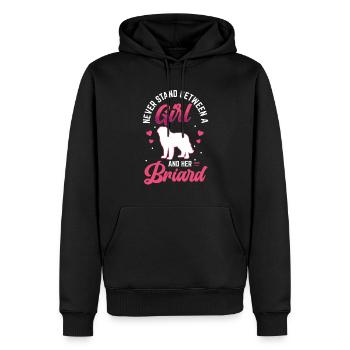 Mädchen und ihr Briard Berger de Brie - Männer Premium Bio Hoodie - Schwarz - Vorne - Nico (187cm)