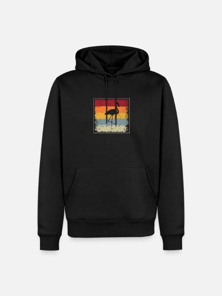 Flamant rose Rétro - Sweat à capuche Premium bio Homme - noir