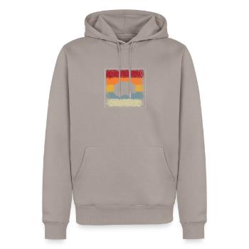 Igel Retro - Männer Premium Bio Hoodie - Taupe - Vorne - Nico (187cm)