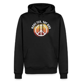 Hippie Peace Zeichen Frieden Blumen Blumenkind - Männer Premium Bio Hoodie - Schwarz - Vorne - Nico (187cm)