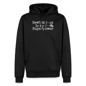 La couture est ma superpuissance Matelassage d’égouts - Sweat à capuche Premium bio Homme - noir - Devant - Nico (187cm)