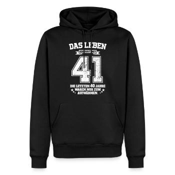 41. Geburtstag Geschenk Das Leben Beginnt Mit 41 - Männer Premium Bio Hoodie - Schwarz - Vorne - Nico (187cm)