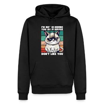Funny Grump Cat - I Just Don't Like You Cynical - Men’s Premium Organic Hoodie - black - Front - Nico (187cm)