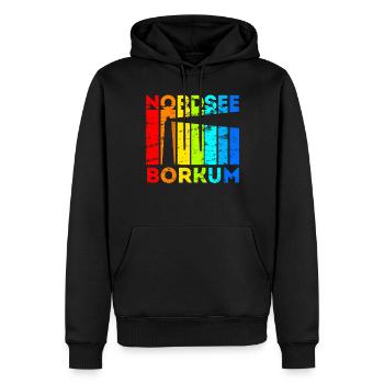 Borkum Nordsee Ostfriesische Insel Geschenk - Männer Premium Bio Hoodie - Schwarz - Vorne - Nico (187cm)