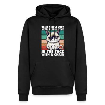 Cat Some People Just Need A High Five In The Face - Männer Premium Bio Hoodie - Schwarz - Vorne - Nico (187cm)