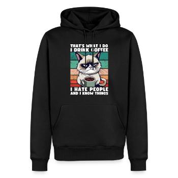 Grump Cat - I drink Coffee and I hate people - Men’s Premium Organic Hoodie - black - Front - Nico (187cm)