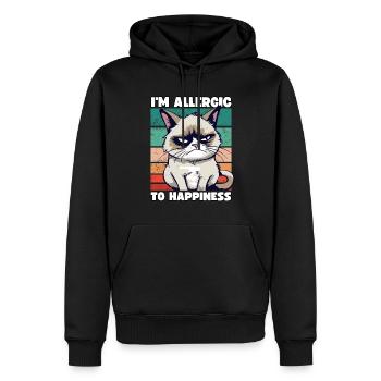 Grump Cat - I'm Allergic To Happiness Sarcasm - Men’s Premium Organic Hoodie - black - Front - Nico (187cm)