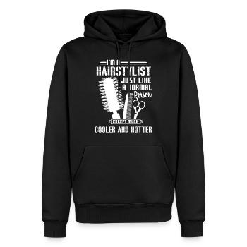 Hair Stylist Hotter And Cooler Hair Stylist - Men’s Premium Organic Hoodie - black - Front - Nico (187cm)