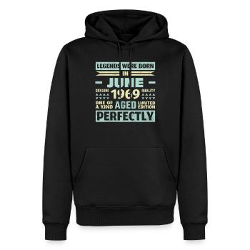 54. Geburtstag Juni Jahrgang 1969 Vintage - Männer Premium Bio Hoodie - Schwarz - Vorne - Nico (187cm)