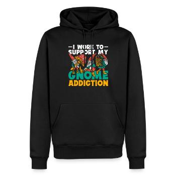 Gartenzwerg I Work To Support My Gnome Addiction - Männer Premium Bio Hoodie - Schwarz - Vorne - Nico (187cm)