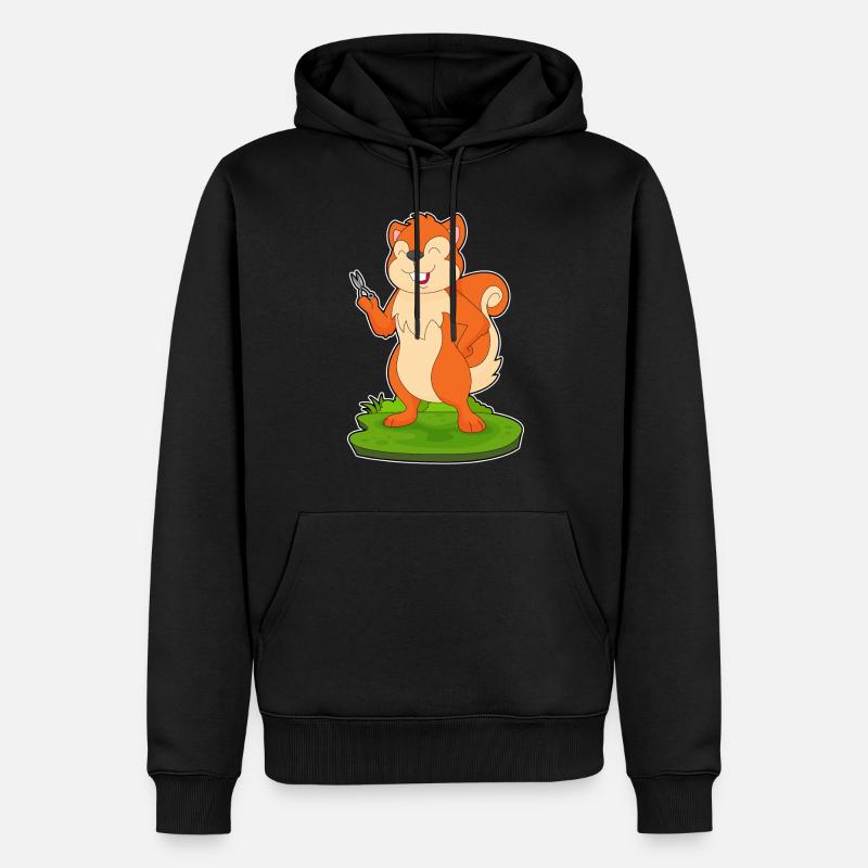 Écureuil Coiffeur Ciseaux - Sweat à capuche Premium bio Homme - noir