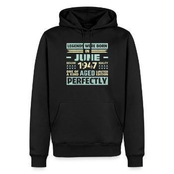 76e anniversaire Juin Millésime 1947 Millésime - Sweat à capuche Premium bio Homme - noir - Devant - Nico (187cm)